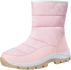 Snow Boots for Women Winter Shoes Water-proof Insulated Mid-Calf Booties Cold Weather Warm Fleece Lined Wide Outdoor Boot Platform Fashion High-Top Sneakers Comfortable Slip On Boots for Women