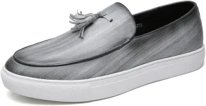 SOLPNOW Men's Leather Tassel Slip-on Loafers,Comfortable Non-Slip Casual Business Leather Shoes,Work Driving Hiking Dress Shoes