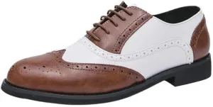 Spring Breathable Comfortable Walking Shoes British Style Classic Business Dress Leather Shoes Casual Lace-up Brogue Oxford(Brown,10.5)