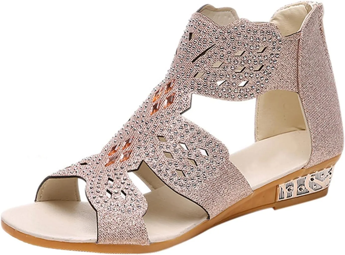 Summer Sandals for Women, Sandals for Women Dressy Boho Sandals Casual Sandals Low Wedges Peep Toe Wrapp Sandals