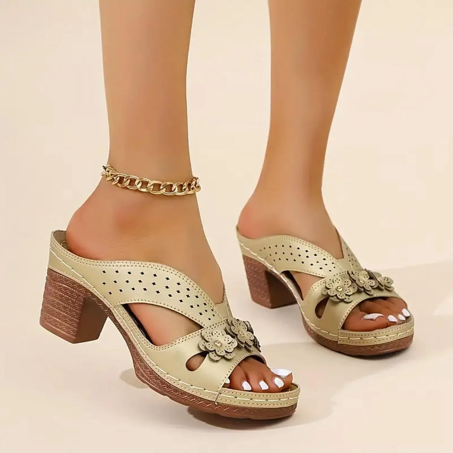 Summer Wedge Sandals for Women Platform Chunky Heels Sandal 2025 Trendy Arch Support Orthopedic Sandals Hollow Out Classic Lightweight Shoes Open Toe Low Heel Breathable Shoes Slides Thong Sandal
