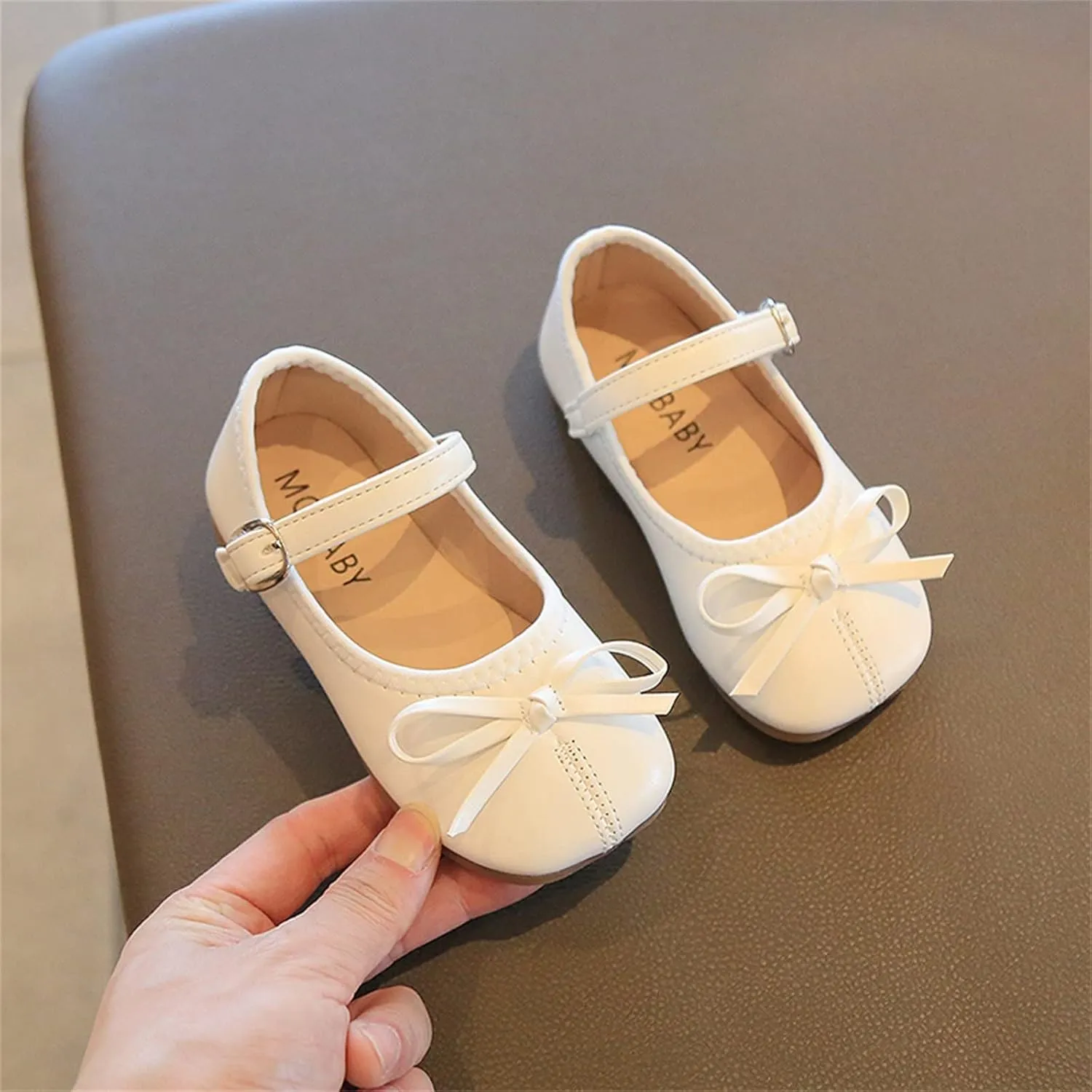 Toddler Girls Bowknot Dress Shoes Mary Jane Ballet Flats for Kids Wedding Pary Princess Bridesmaid Formal Sandal