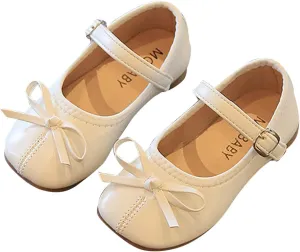 Toddler Girls Bowknot Dress Shoes Mary Jane Ballet Flats for Kids Wedding Pary Princess Bridesmaid Formal Sandal