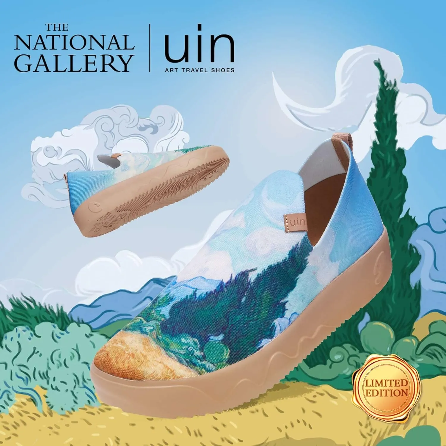 UIN Men's Casual Loafers Slip Ons Comfortable Art Painted Travel Fashion Sneakers Fuerteventura