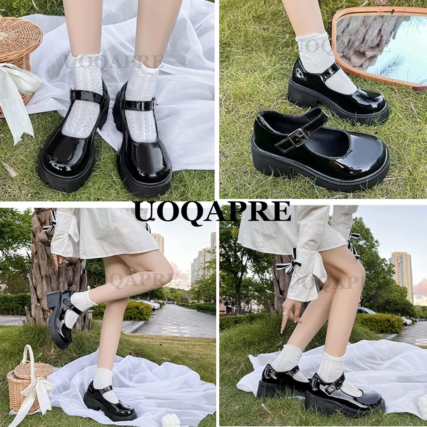 UOQAPRE Mary Jane Shoes for Women Gothic Shoes Womens Chunky Heel Oxford Dress Shoes School Uniform Pumps Shoes for Girl
