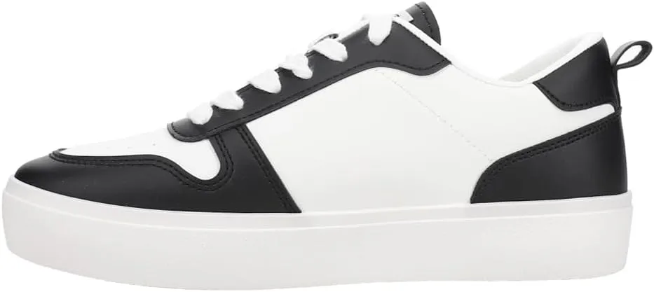 Vintage Havana Womens Aura Metallic Platform Lace Up Sneakers Shoes Casual - Black, Black, White