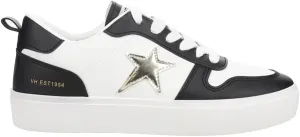 Vintage Havana Womens Aura Metallic Platform Lace Up Sneakers Shoes Casual - Black, Black, White