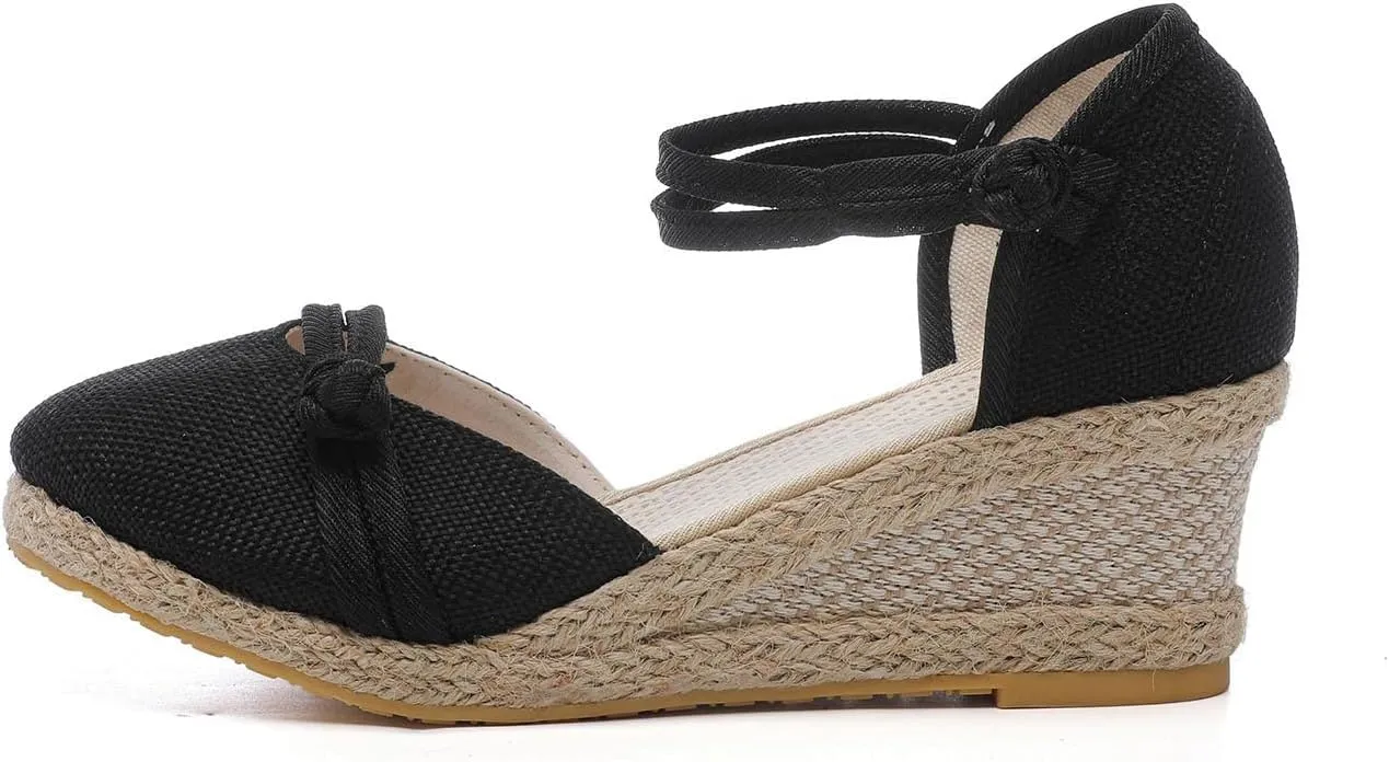 Wedge Heel Shoes for Women Summer Dressy High Heeled Sandals Comfort Slip on Single Shoe Closed Toe Sandal 2025 New