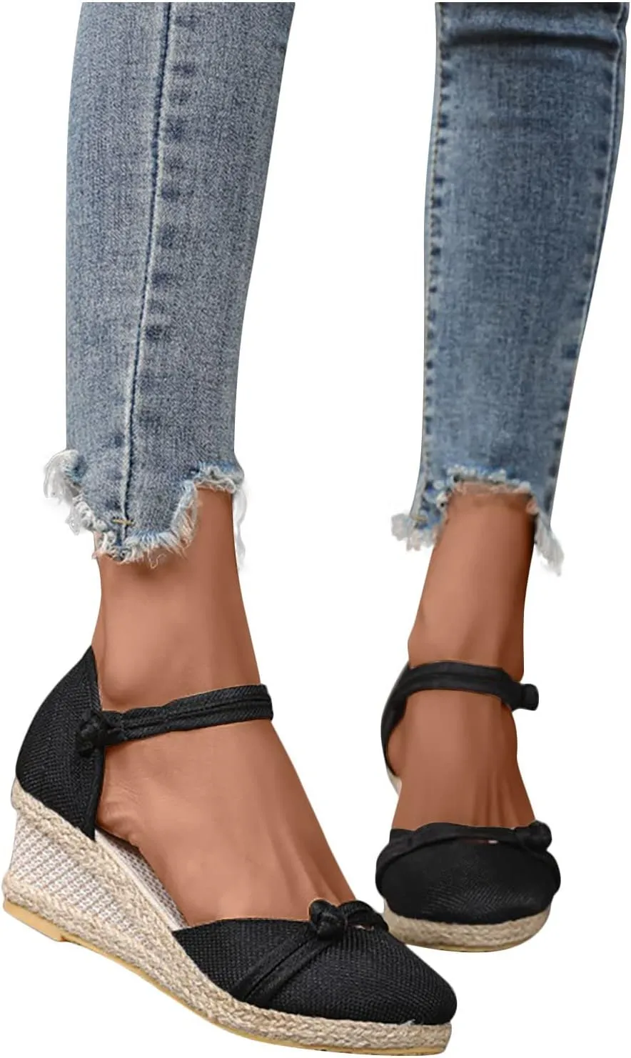 Wedge Heel Shoes for Women Summer Dressy High Heeled Sandals Comfort Slip on Single Shoe Closed Toe Sandal 2025 New