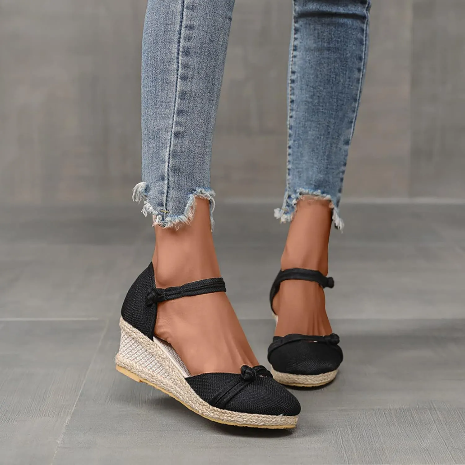 Wedge Heel Shoes for Women Summer Dressy High Heeled Sandals Comfort Slip on Single Shoe Closed Toe Sandal 2025 New