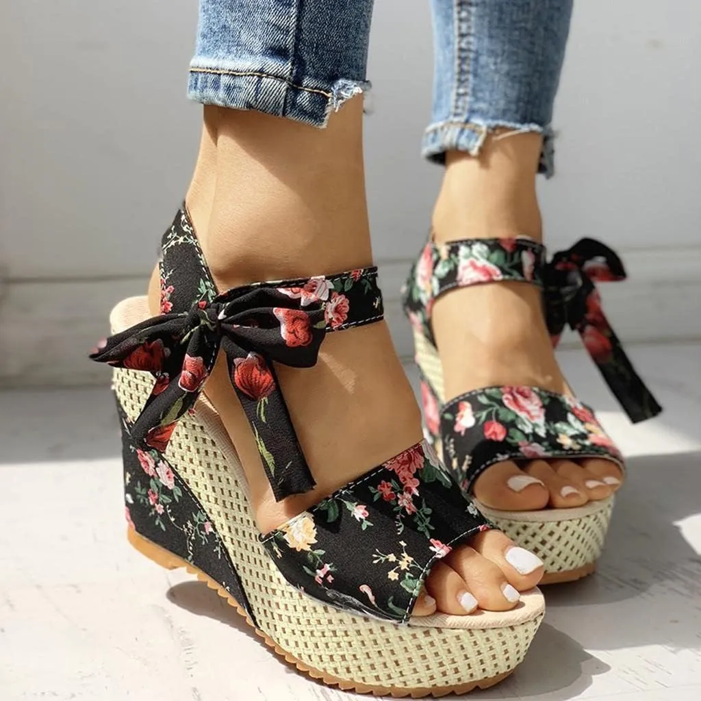 Wedge Sandal for Women Ankle Strap Flatform Arch Support Fish Mouth Toe Shoes Platform Espadrilles Waterproof Lightweight