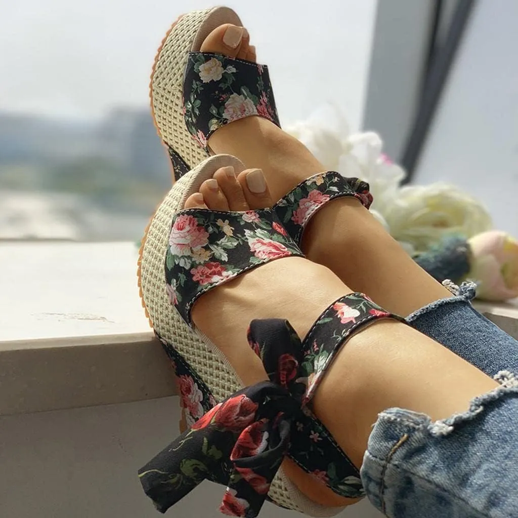 Wedge Sandal for Women Ankle Strap Flatform Arch Support Fish Mouth Toe Shoes Platform Espadrilles Waterproof Lightweight