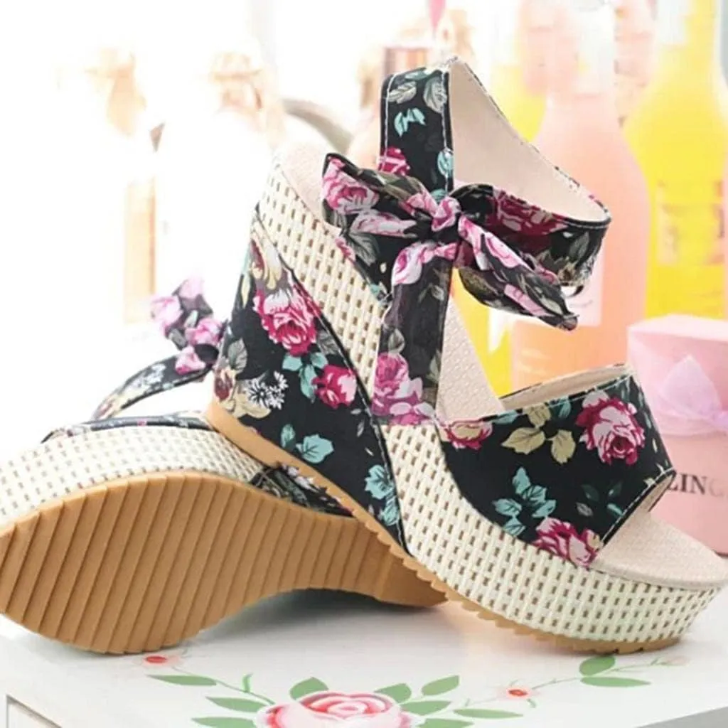 Wedge Sandal for Women Ankle Strap Flatform Arch Support Fish Mouth Toe Shoes Platform Espadrilles Waterproof Lightweight