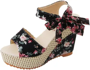 Wedge Sandal for Women Ankle Strap Flatform Arch Support Fish Mouth Toe Shoes Platform Espadrilles Waterproof Lightweight