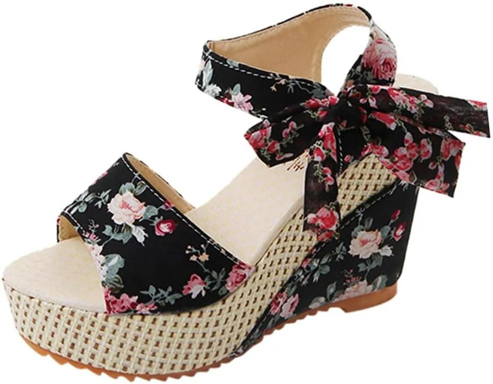 Wedge Sandal for Women Ankle Strap Flatform Arch Support Fish Mouth Toe Shoes Platform Espadrilles Waterproof Lightweight