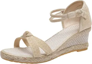 Wedge Sandals for Women Ankle Buckle Strap Closed Toe Wedge Sandals Casual Sloping High Heels Espadrilles Wedge Sandal Cute Shoes 2025