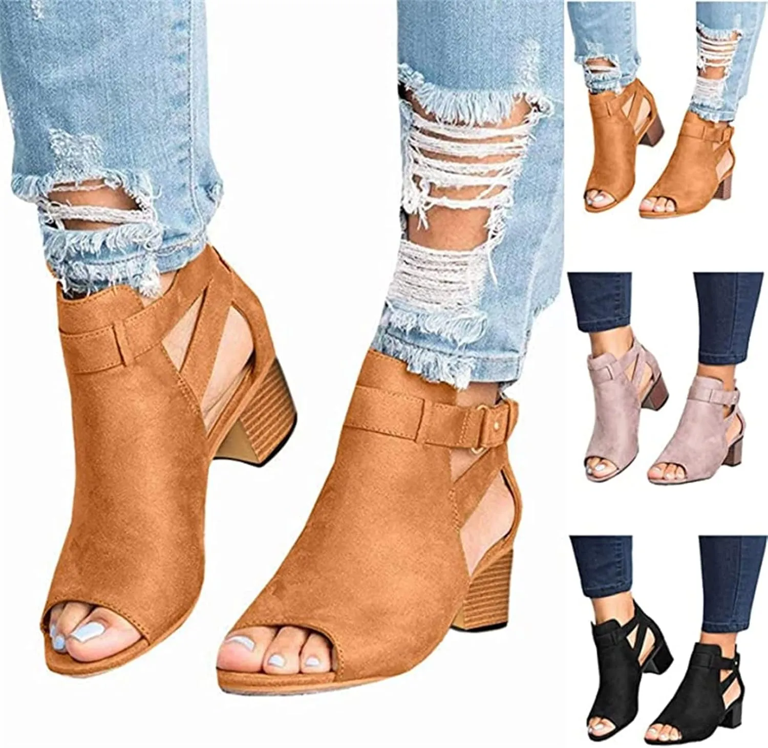 Wedge Sandals For Women,Womens Open Toe Dressy Summer Platform Sandals Buckle Ankle Strap Wedges Sandals Beach Sandals