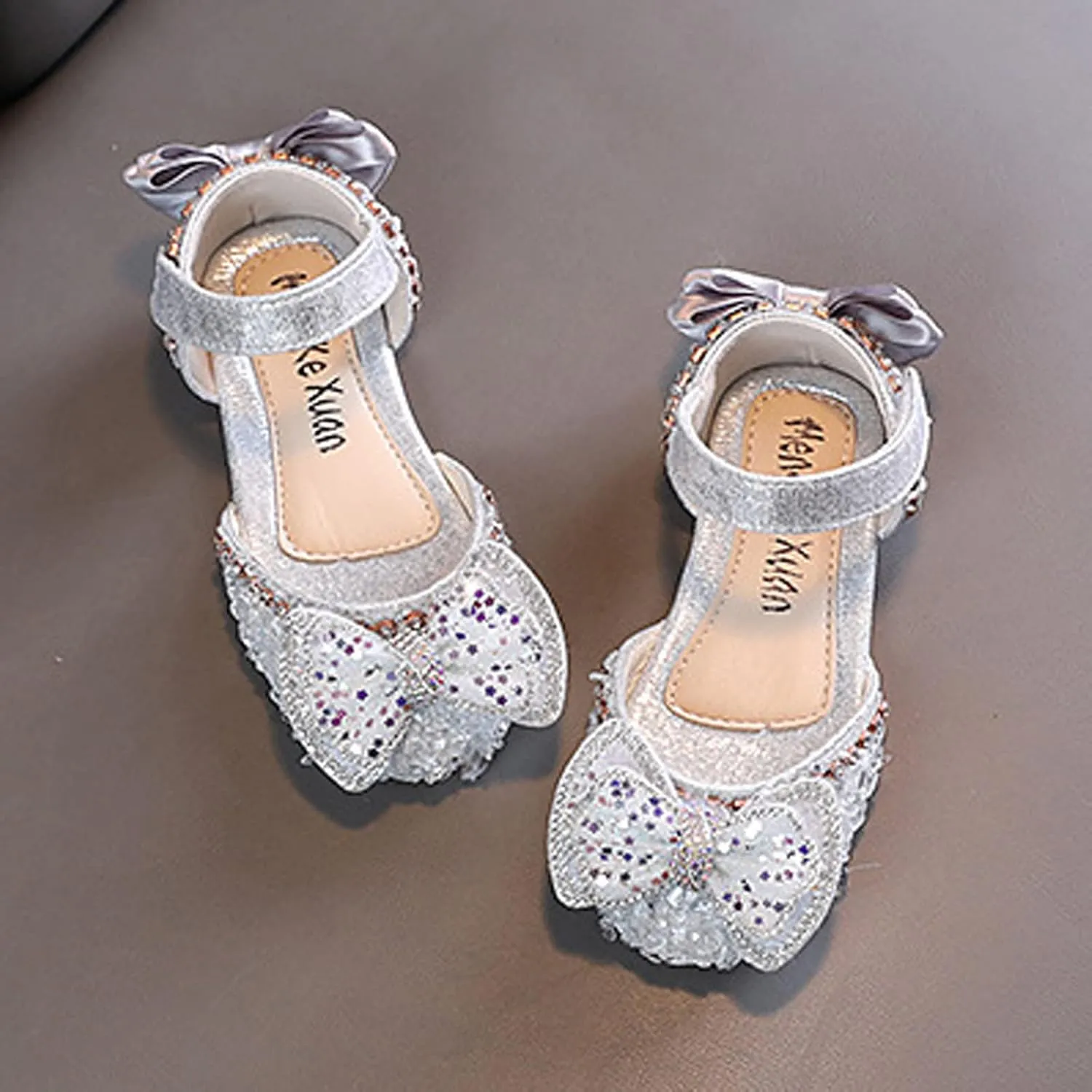 White Sandals for Girls Fashion Spring and Summer Girls' Sandals Dress Dance Show Princess Shoes Flat Bottom Rhinestone (a-Silver, 8.5 Toddler)