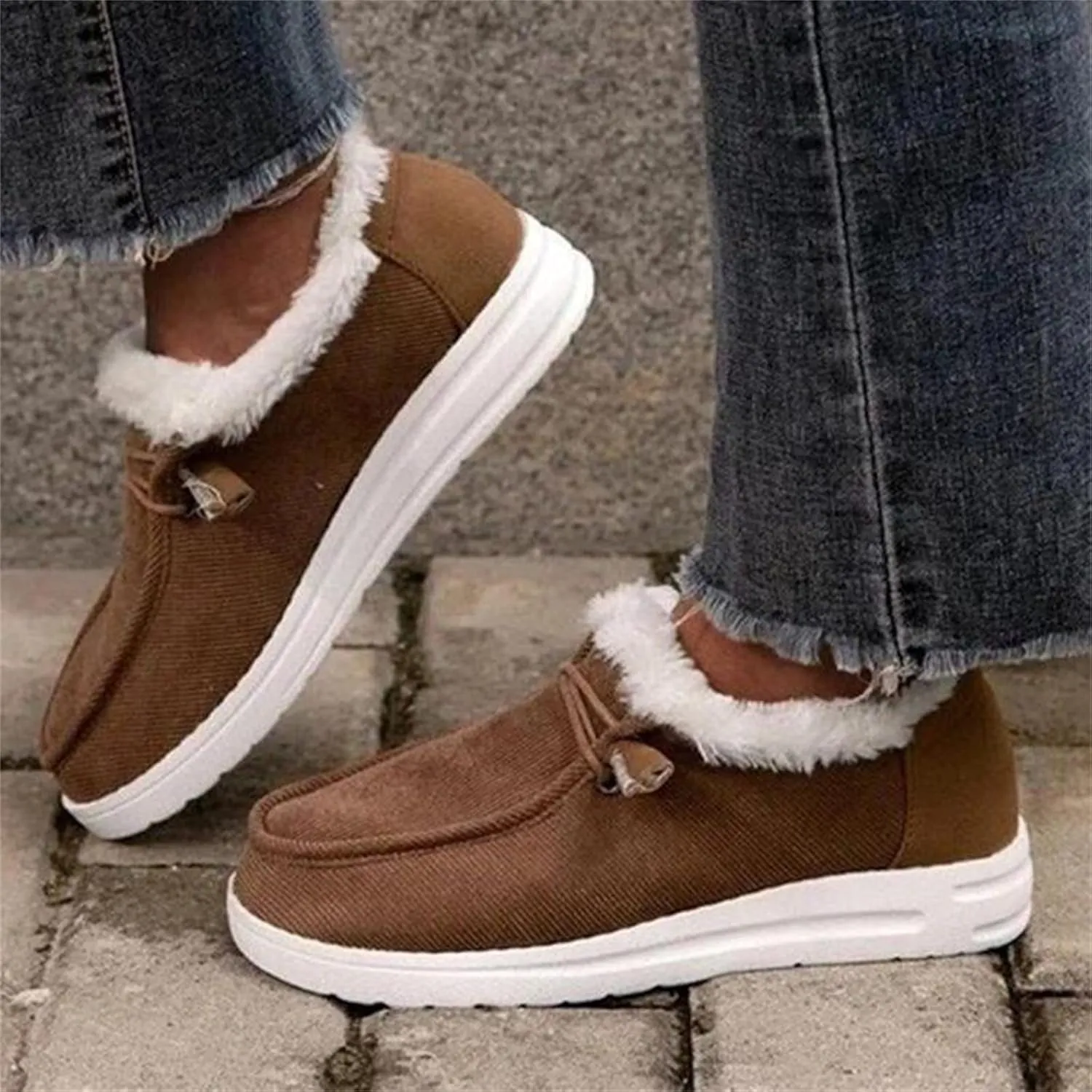 Winter Fashion Boots For Women 2024 Warm Fur Lined Snow Boots Outdoor Short Ankle Booties Slip On Loafers Shoes
