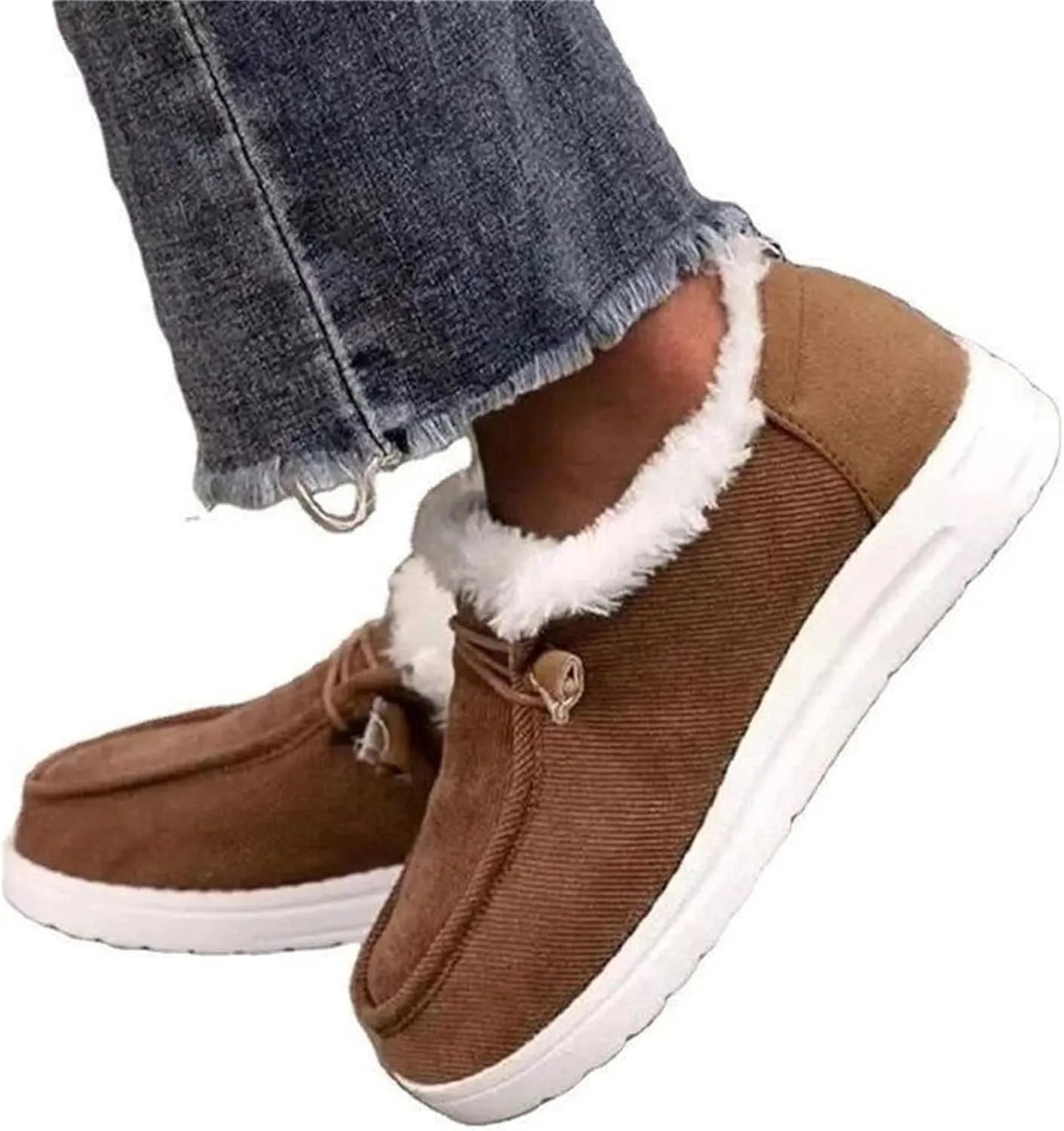 Winter Fashion Boots For Women 2024 Warm Fur Lined Snow Boots Outdoor Short Ankle Booties Slip On Loafers Shoes