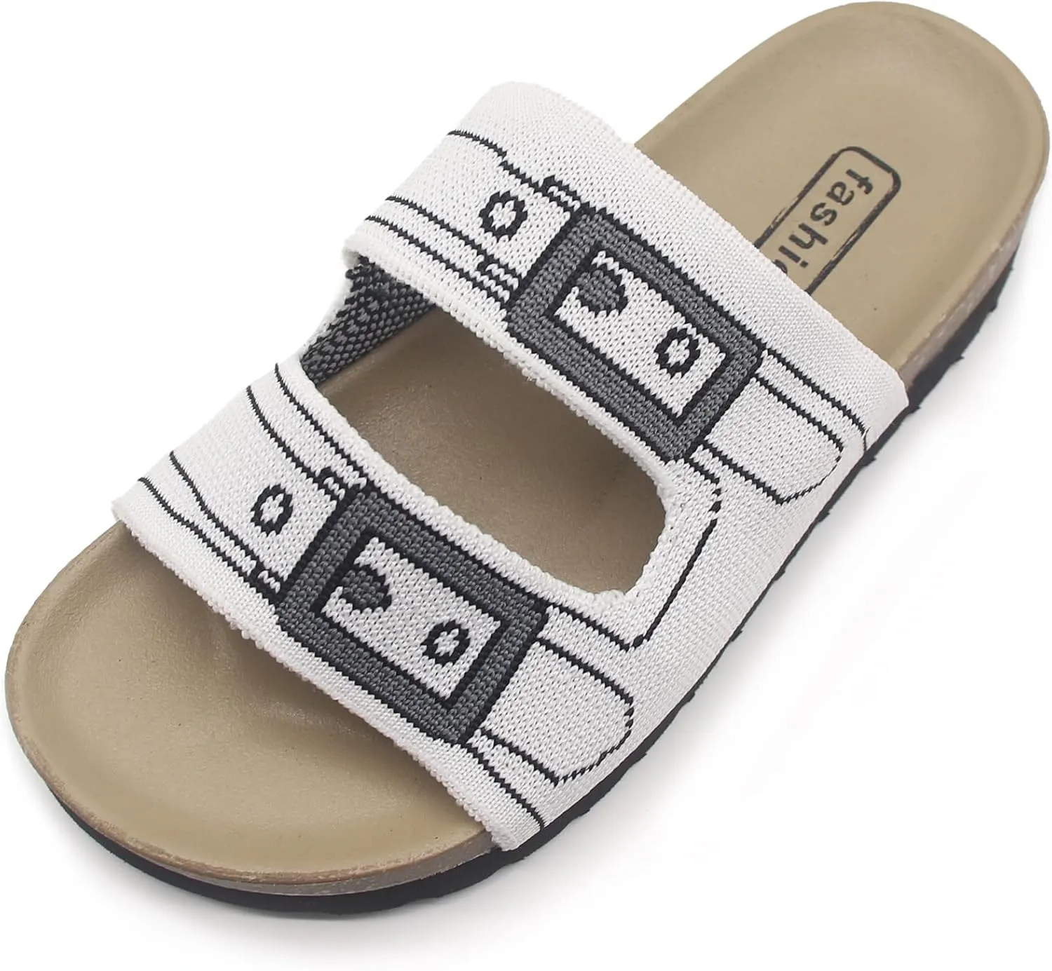 Women & Men Flat Slide Sandals with Soft Knit Prints Comfort Low Arch Footbed Sandals Open Toe Comfort Non-Slip Indoor and Outdoor Use Pool Party Home