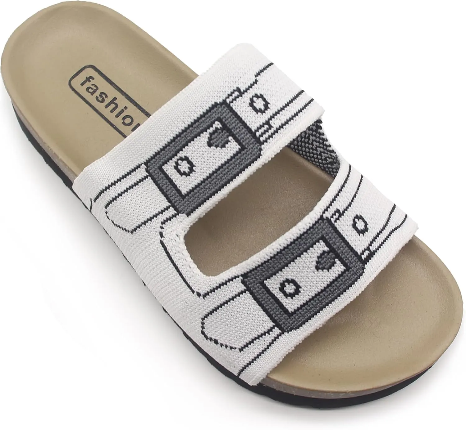 Women & Men Flat Slide Sandals with Soft Knit Prints Comfort Low Arch Footbed Sandals Open Toe Comfort Non-Slip Indoor and Outdoor Use Pool Party Home
