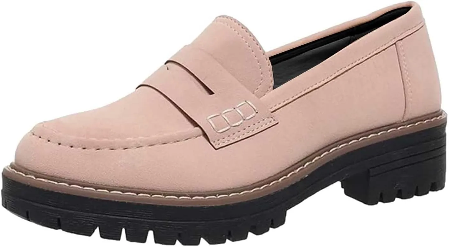 Women Loafers Shoes Comfortable Dress Shoes Platform Leather Shoes Chunky Penny Loafers Wide Oxford Loafers Work Shoe