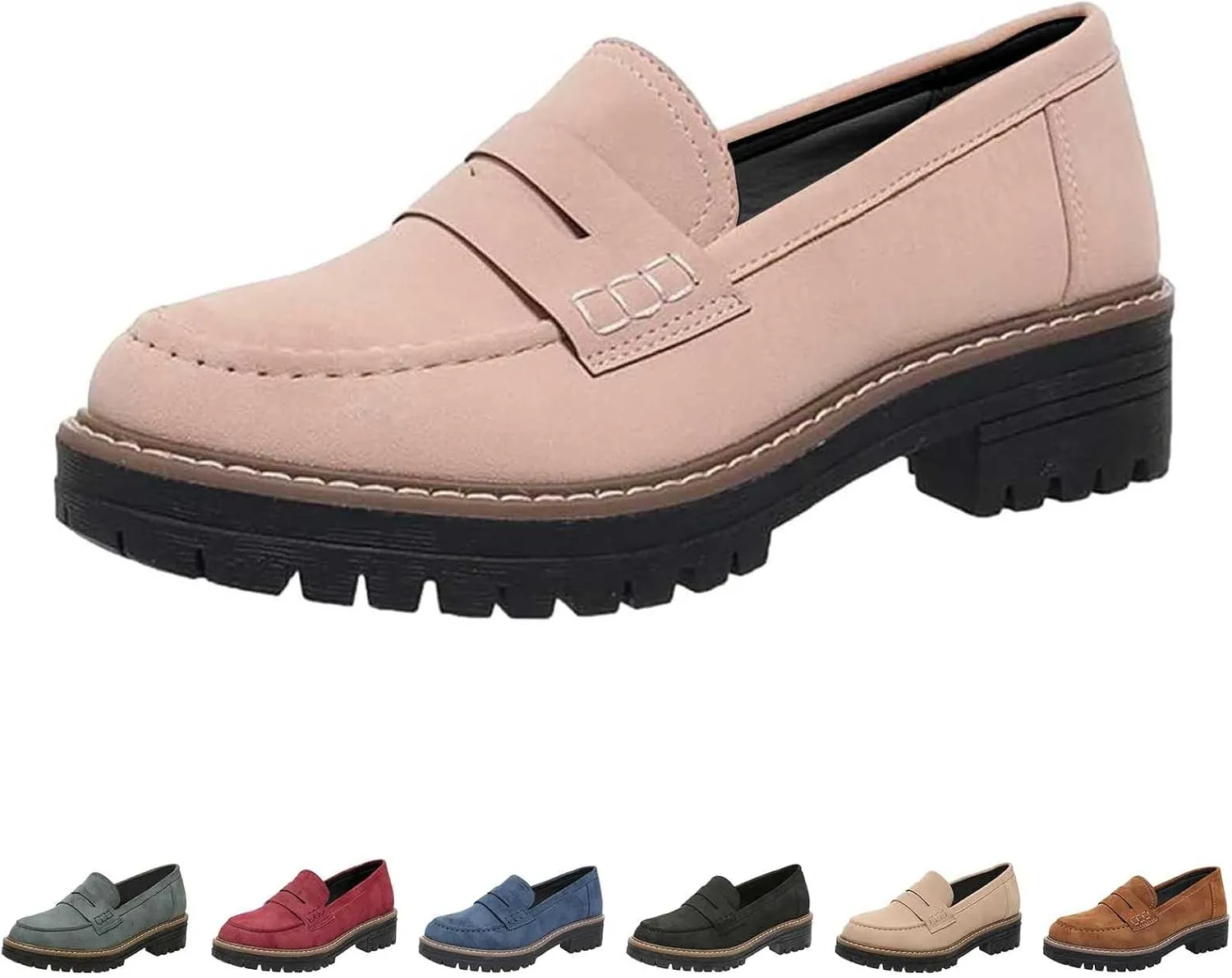 Women Loafers Shoes Comfortable Dress Shoes Platform Leather Shoes Chunky Penny Loafers Wide Oxford Loafers Work Shoe