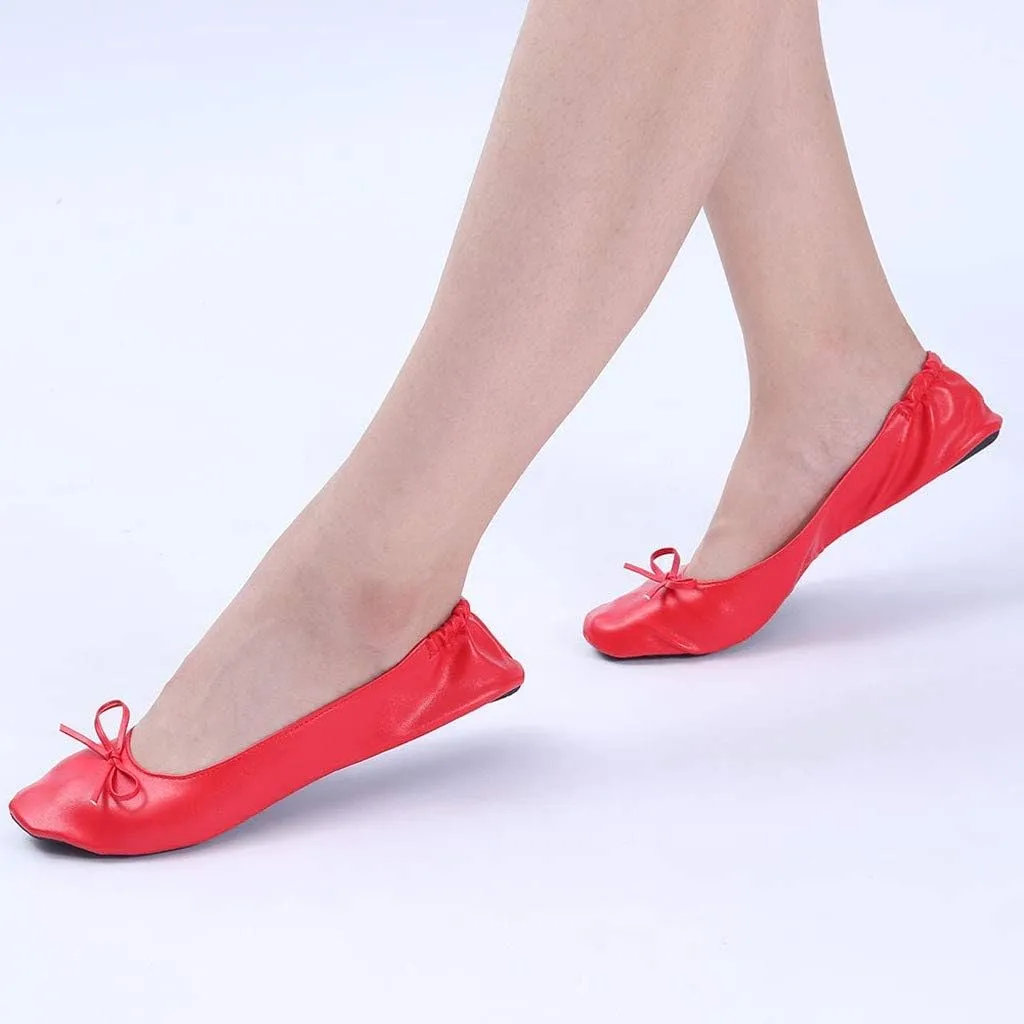 Women's Ballet Flats Round Toe Soft Foldable Dressy Flats Bow Casual Comfort Indoor Outdoor Lightweight Travel Walking Shoes