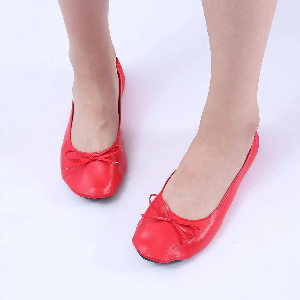 Women's Ballet Flats Round Toe Soft Foldable Dressy Flats Bow Casual Comfort Indoor Outdoor Lightweight Travel Walking Shoes