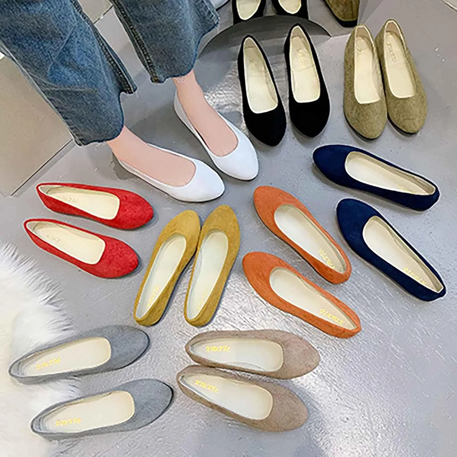 Women's Casual Slip On Shoes Comfortable Suede Footwear Versatile for Daily Wear Outfits and All Seasons Closed