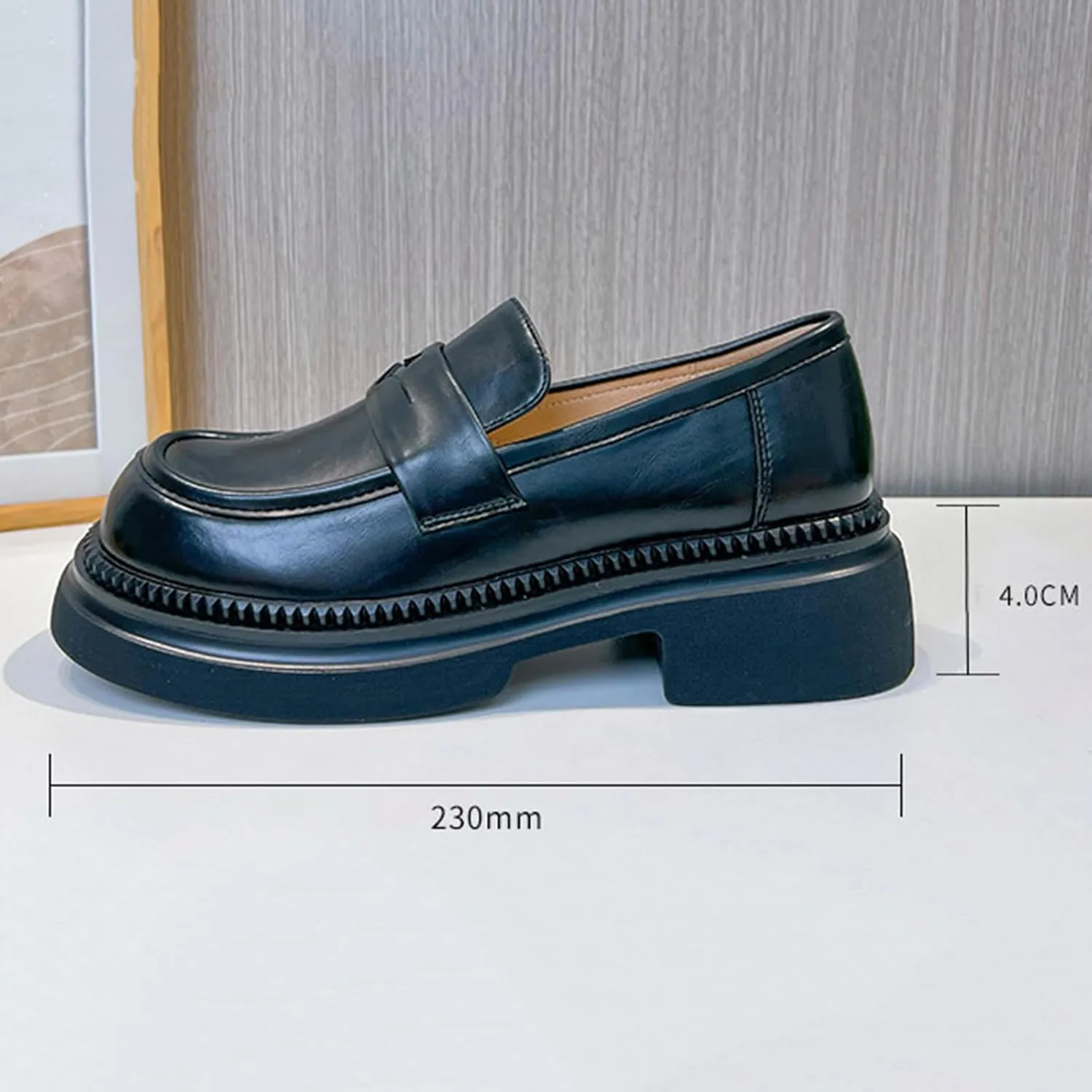 Women's Chunky Heel Slip On Loafers - Classic Business Platform Round Toe Fashion Shoes for Women - Versatile Retro Commuter Single Shoes,Brown-39
