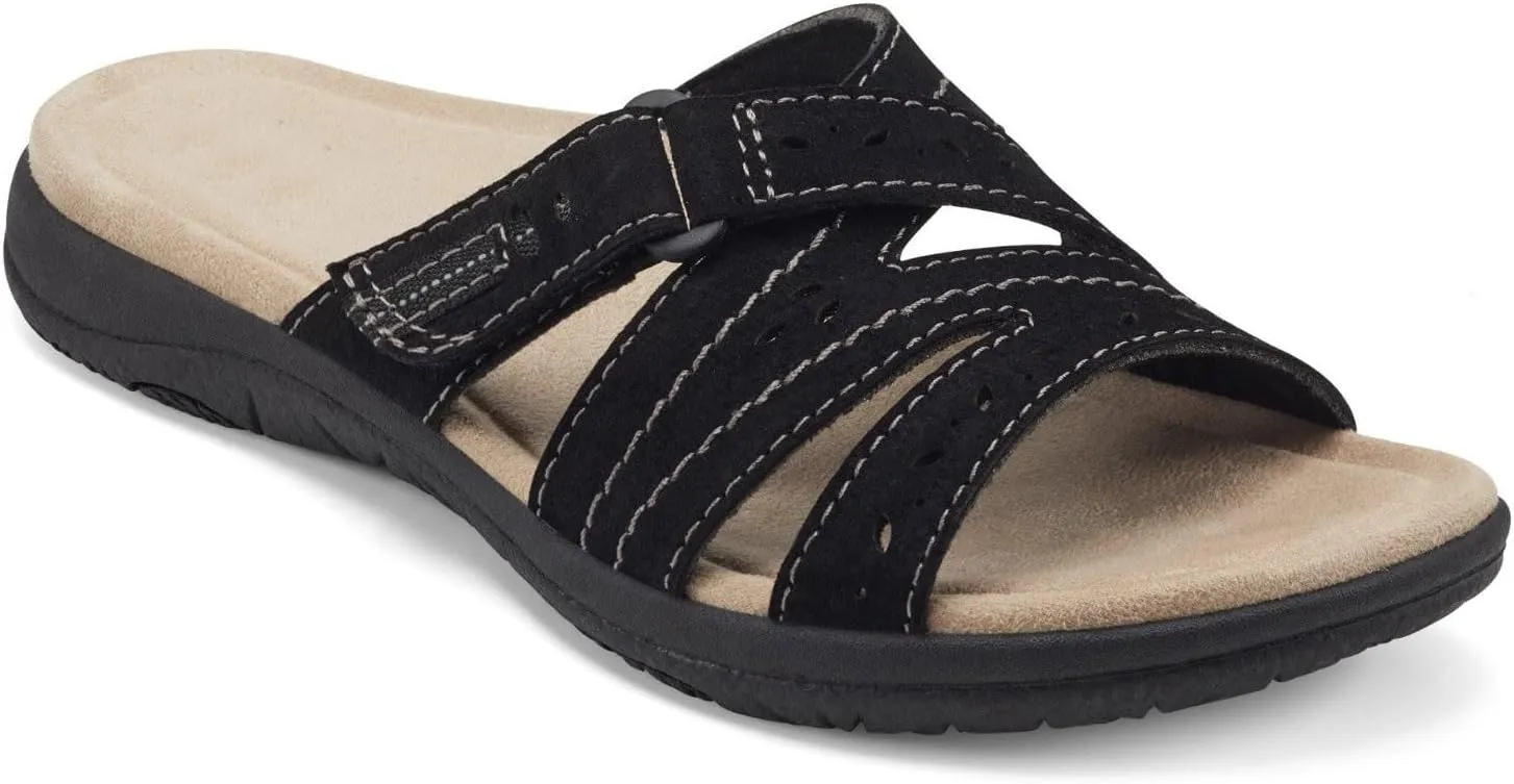 Women's Comfortable Arch Support Walking Sandals - White Orthopedic Slide Sandals with Flat Heels and Open Toe