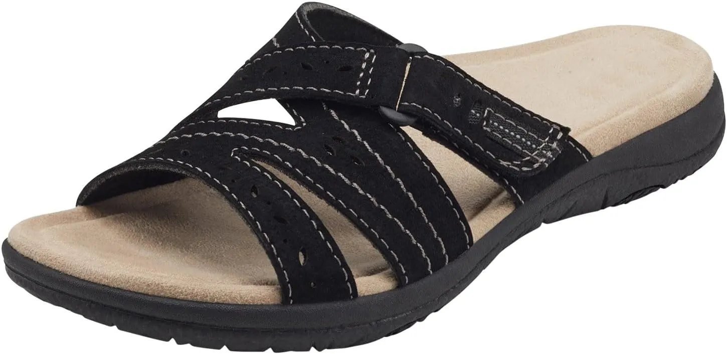 Women's Comfortable Arch Support Walking Sandals - White Orthopedic Slide Sandals with Flat Heels and Open Toe