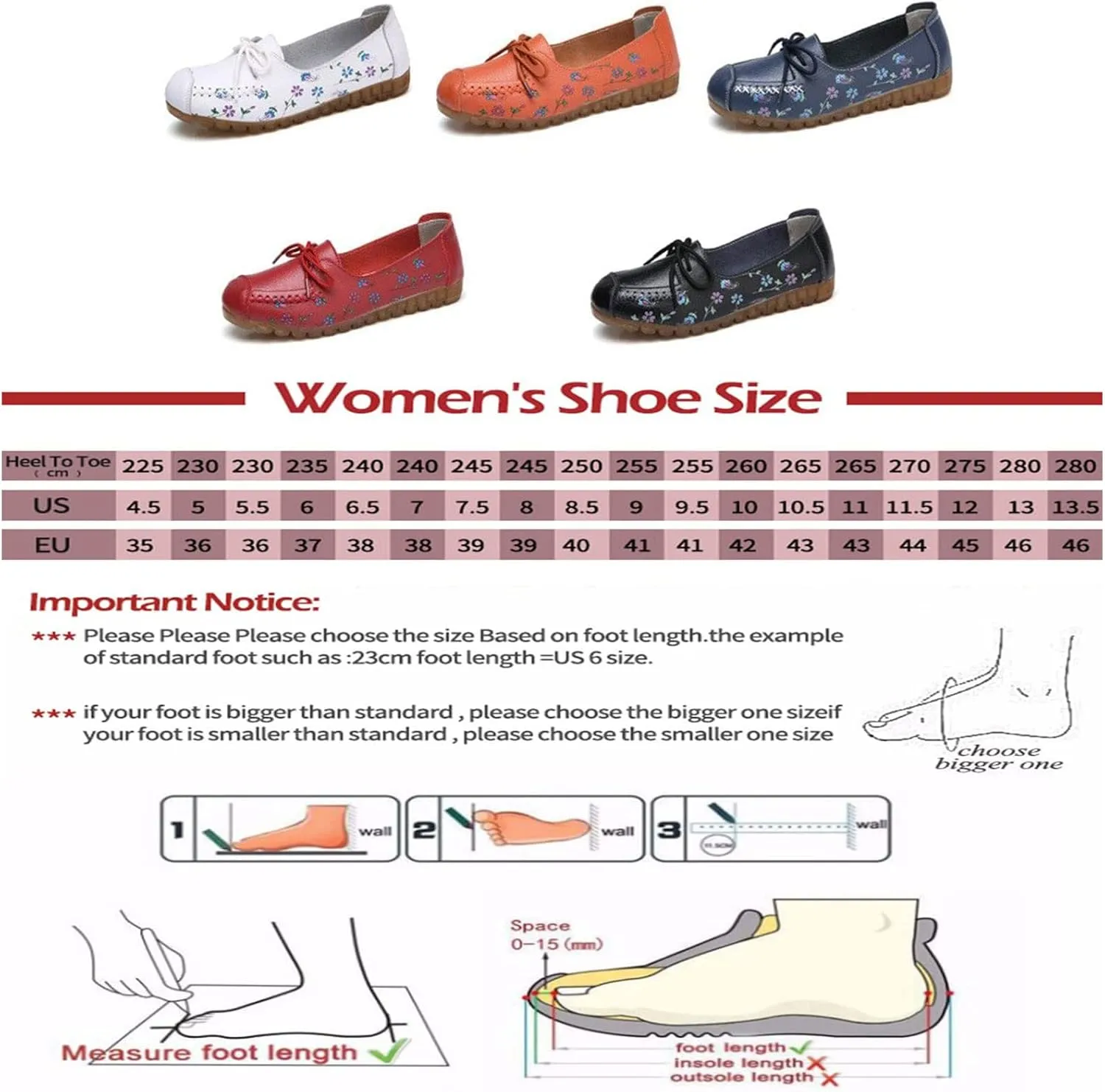 Women's Leather Floral Print Casual Flat Ankle Loafer, Slip-On Non Slip Soft Sole Driving Dress Shoes