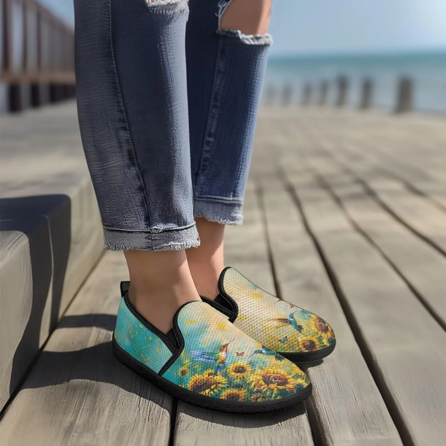 Women's Loafers & Slip-Ons Sunflower Business Slip On Work Flats Comfort Mesh Walking Sneakers Travel Shoes