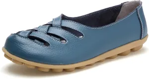 Womens Loafers Comfortable Dressy Faux Leather Casual Walking Loafers Hollow Out Criss Cross Driving Sandals Business Work Shoes Breathable Lightweight Closed Toe Comfy Sandals 2025 Trendy