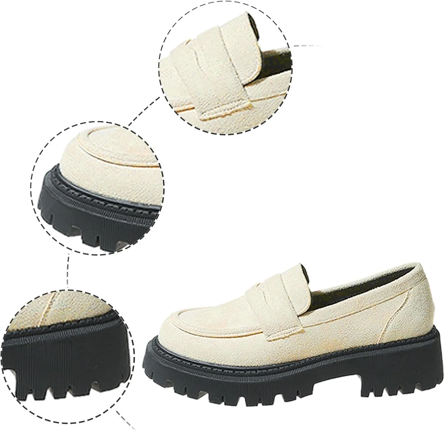 Womens Loafers Comfortable Dressy Shoes Slip-Ons Platform Loafers Chunky Penny Loafers Lug Sole Loafers Casual Shoes