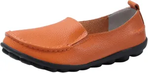 Womens Loafers Leather Penny Loafers Wide Driving Moccasins Classic Flat Shoes Comfort Lightweight Boat Shoes