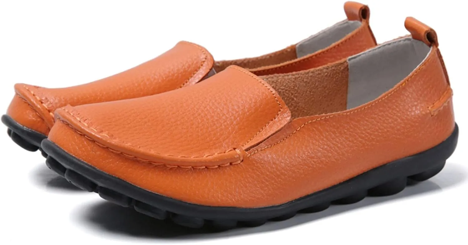 Womens Loafers Leather Penny Loafers Wide Driving Moccasins Classic Flat Shoes Comfort Lightweight Boat Shoes