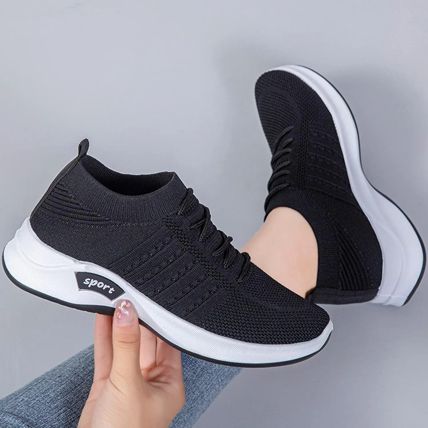 Women's Orthopedic Walking Shoes Sneakers for Ladies 2025 Casual Mesh Summer Slip-On Breathable Shoe Closed Toe Lace up Solid Color Casual Shoe