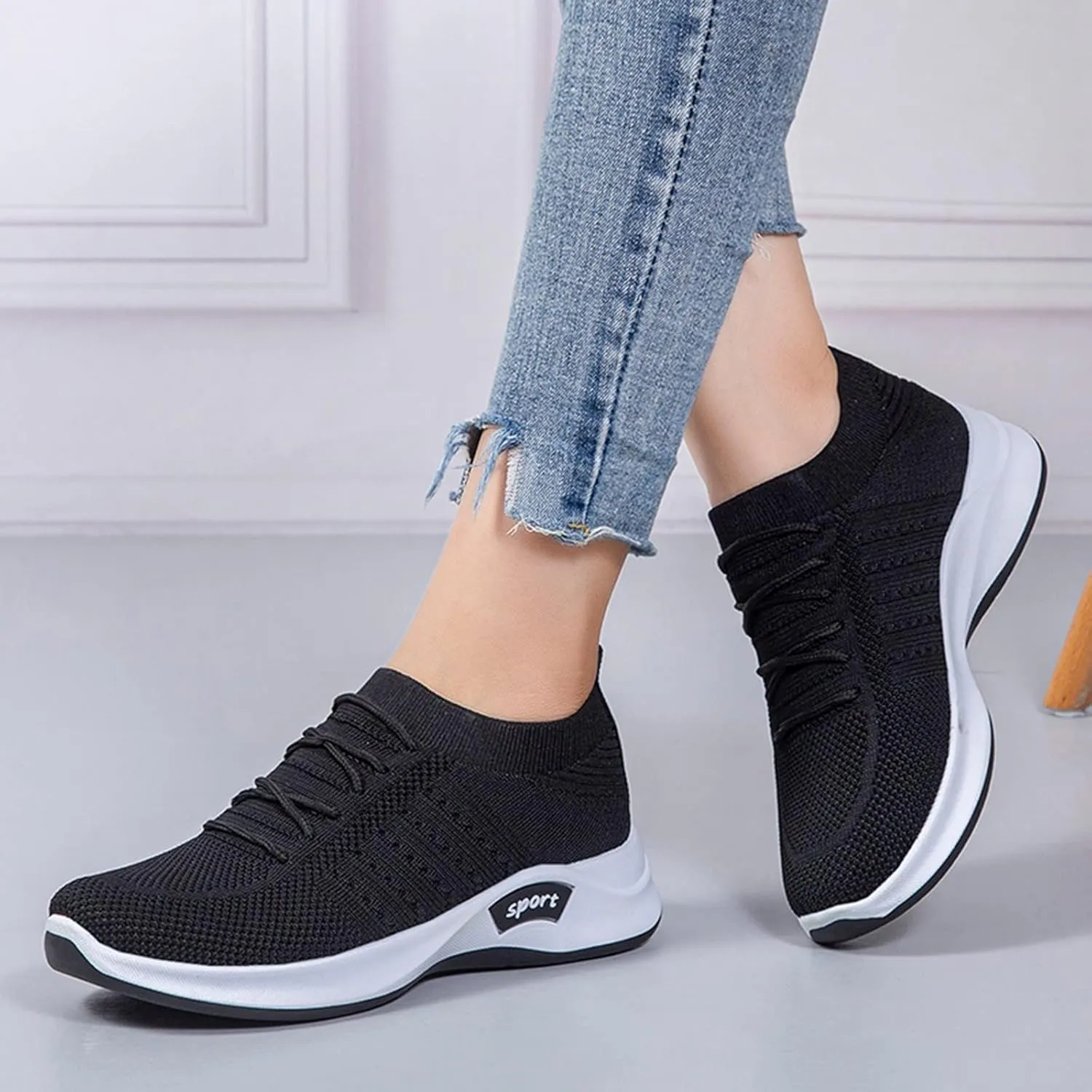 Women's Orthopedic Walking Shoes Sneakers for Ladies 2025 Casual Mesh Summer Slip-On Breathable Shoe Closed Toe Lace up Solid Color Casual Shoe