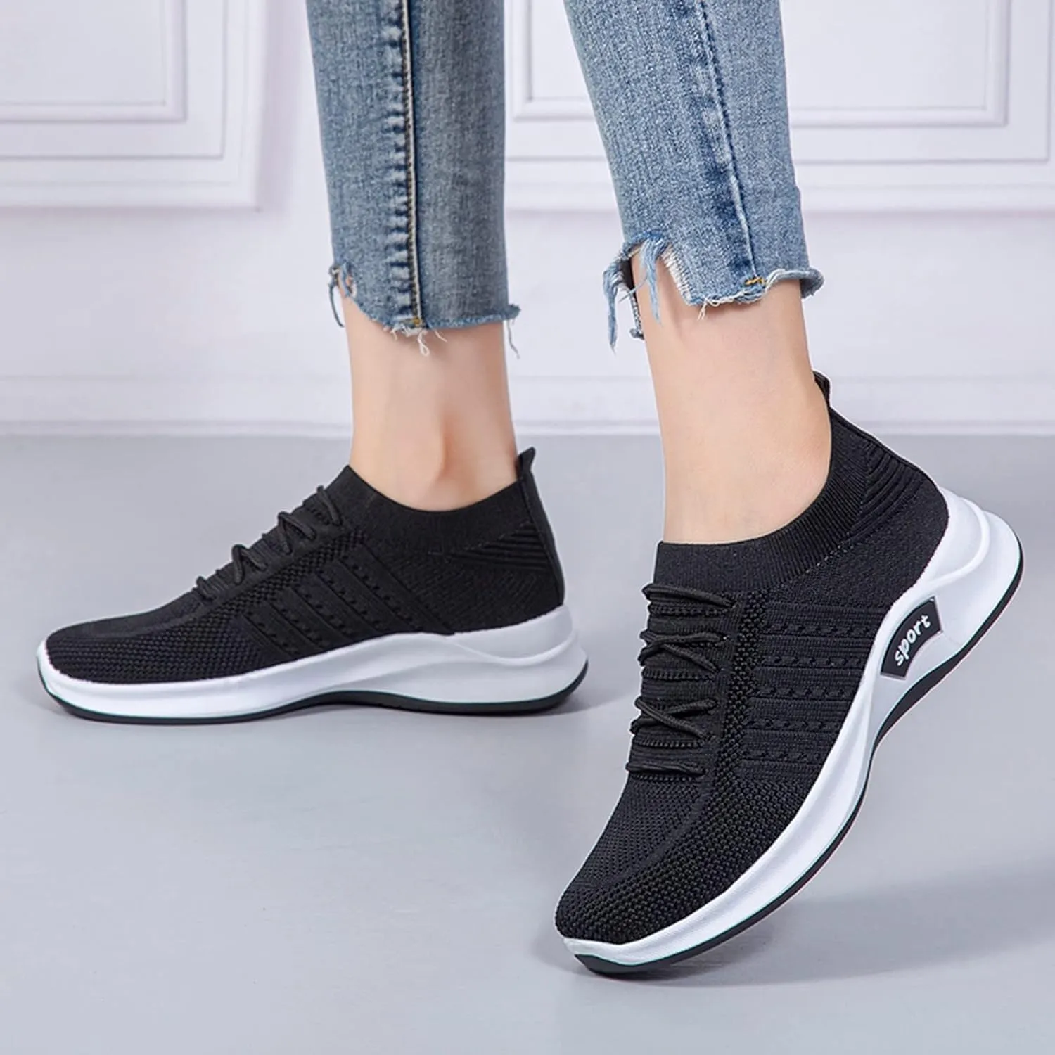 Women's Orthopedic Walking Shoes Sneakers for Ladies 2025 Casual Mesh Summer Slip-On Breathable Shoe Closed Toe Lace up Solid Color Casual Shoe