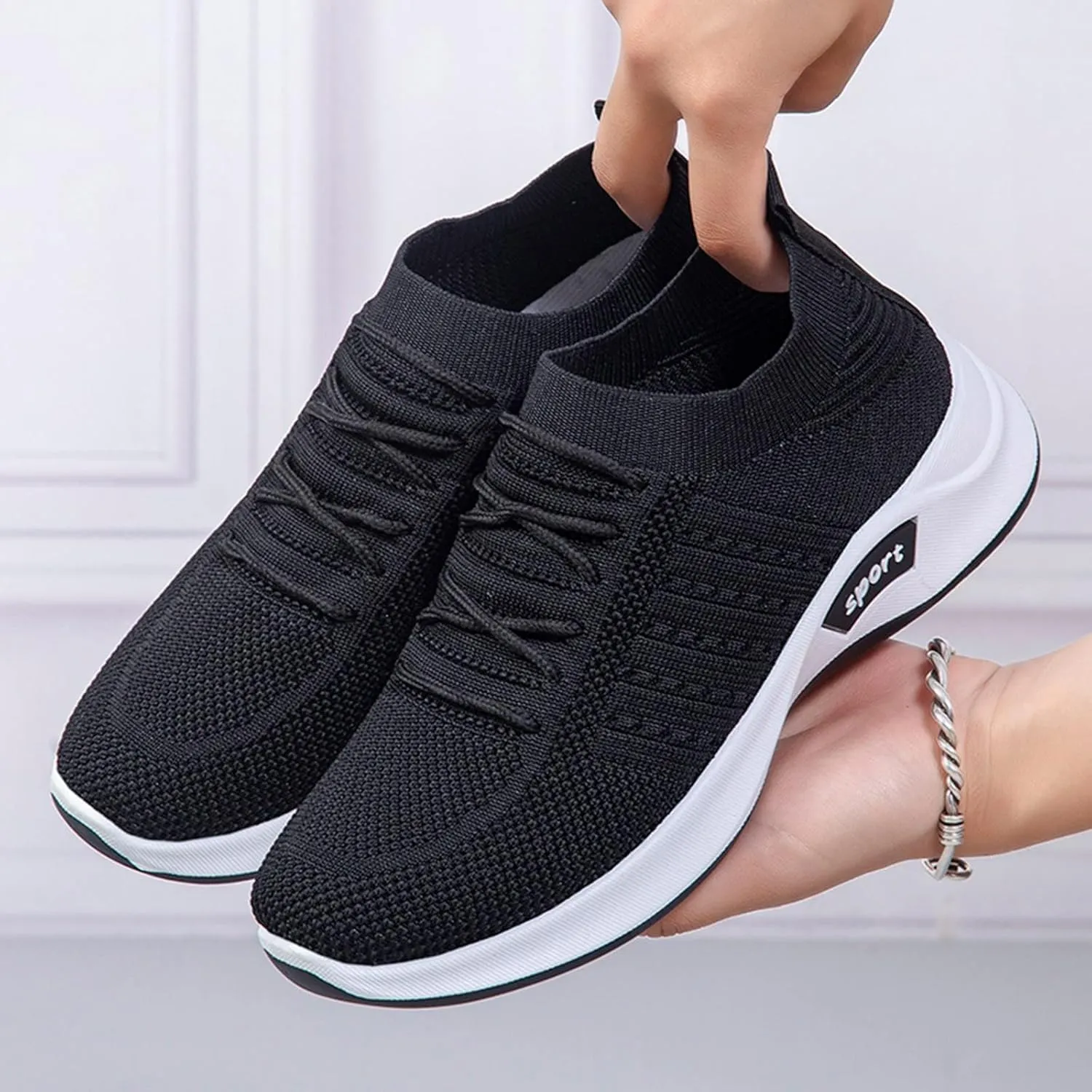 Women's Orthopedic Walking Shoes Sneakers for Ladies 2025 Casual Mesh Summer Slip-On Breathable Shoe Closed Toe Lace up Solid Color Casual Shoe