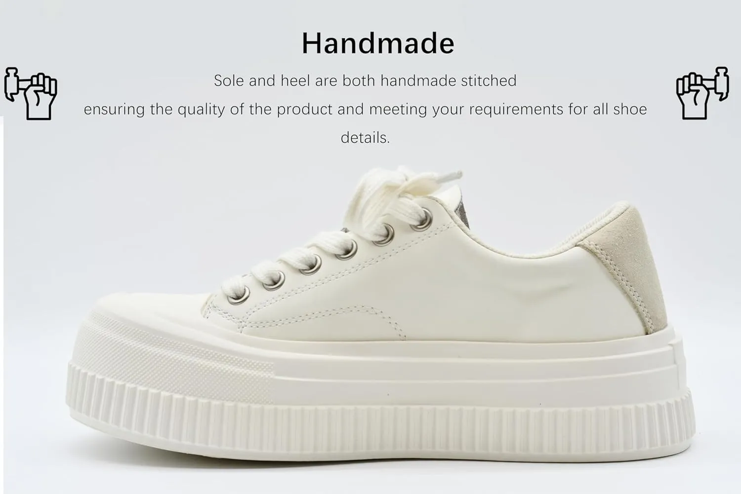 Womens Platform Light Weight Time Off Lace Up White Leather Comfortable Leather Sneakers