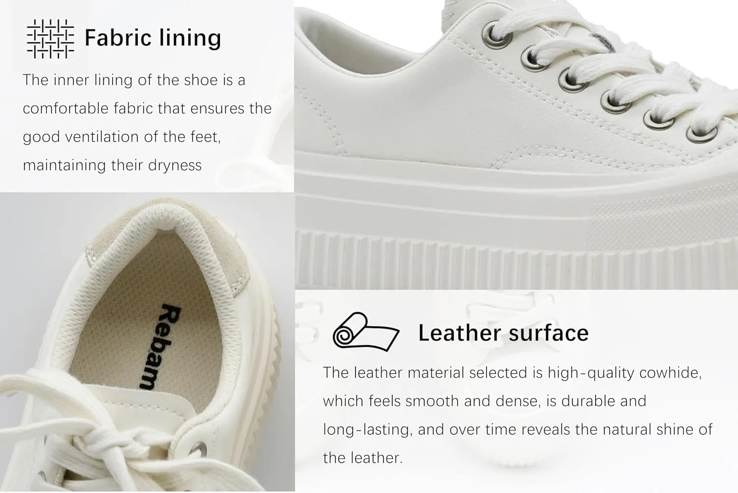 Womens Platform Light Weight Time Off Lace Up White Leather Comfortable Leather Sneakers