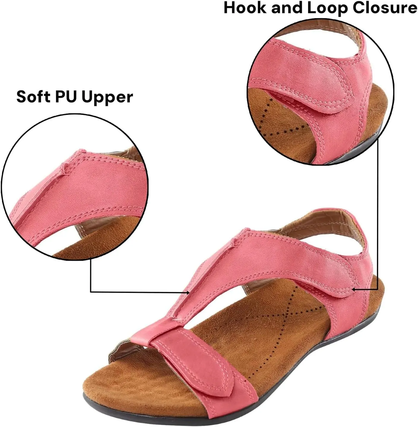 Womens Sandals Arch Support Orthopedic Flat Sandals Summer Comfort Walking Sandal Casual Beach Open Toe Sandal