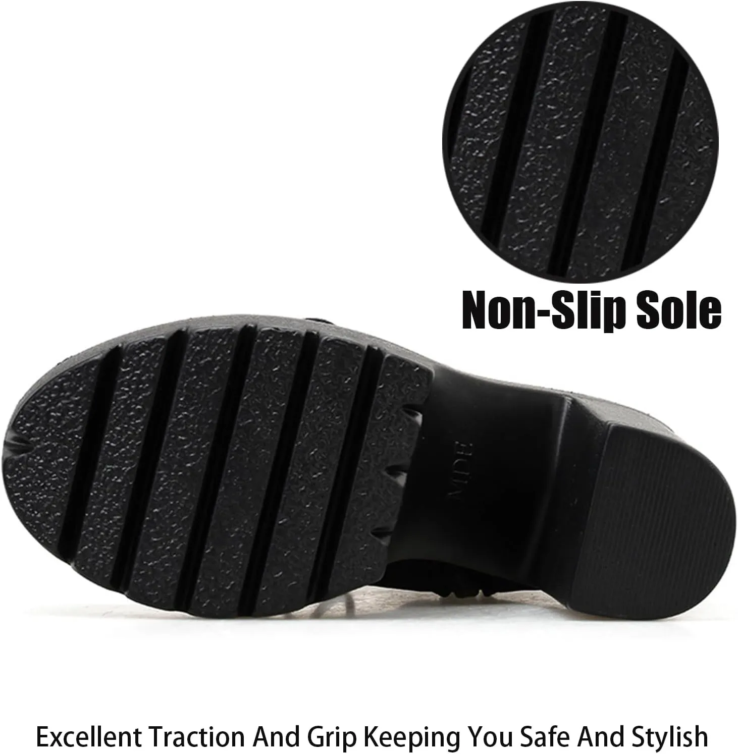 Women'S Suede Lace-Up Platform Heel Ankle Boots Fashion Metal Buckle Side Zipper High Chunky Heels Goth Booties For Cosplay Party Motorcycle Combat Boots