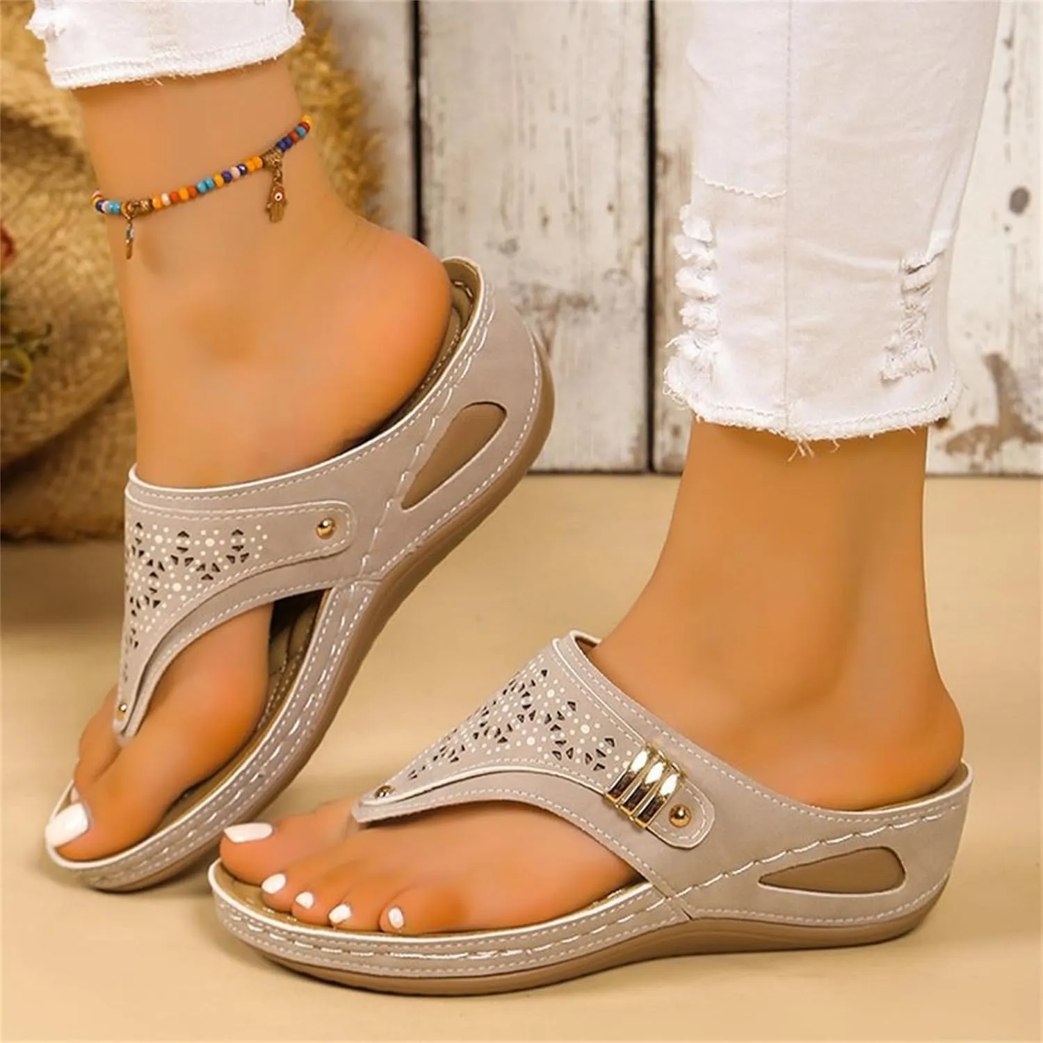 Women's Summer Sandals,Womens Casual Summer T-Strap Gladiator Flip Flops Clip Toe Comfy Beach Dressy Flat Shoes Sandals