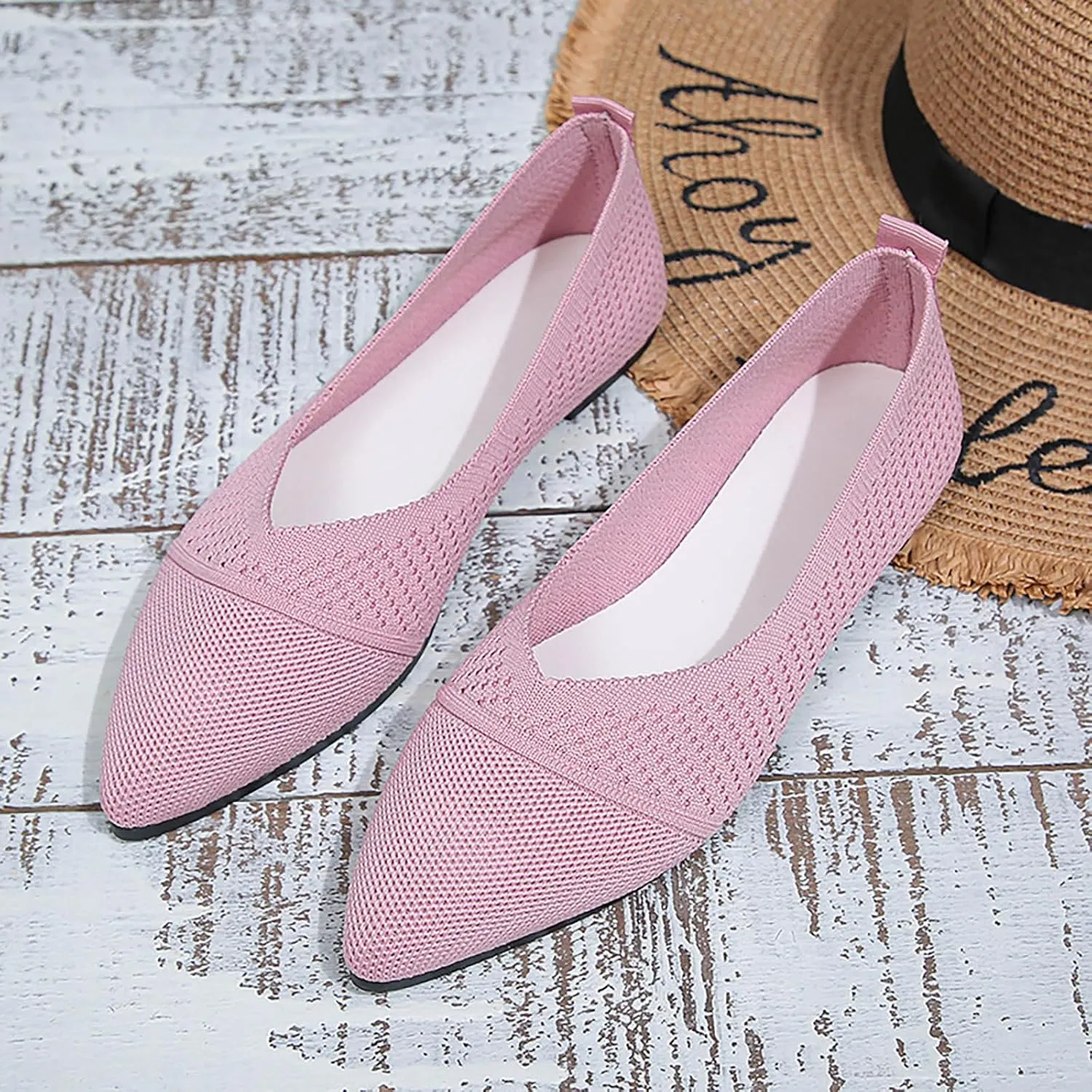 Women's Temperament Pointed Toe Loafers Soft Flat Soled Non Slip Flats Pointed Toe Breathable Driving Shoes
